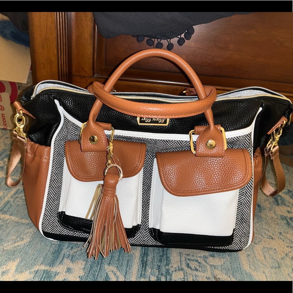 Black + White + Camel | Itzy Ritzy Diaper Bag